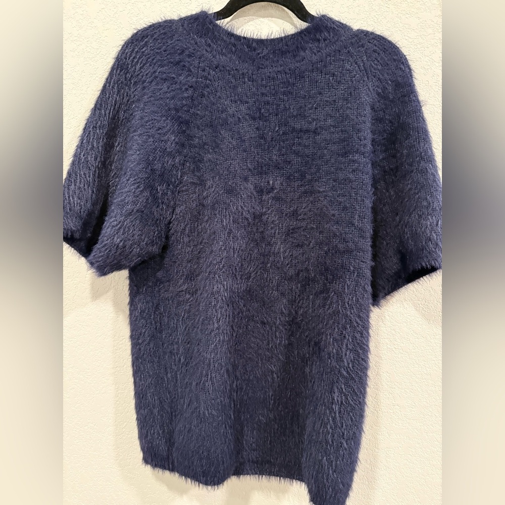 Scoop’s Women’s Fuzzy Navy Blue Sweater